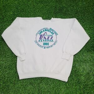 Vintage 1991 Jazz Festival Sweatshirt Womens XL 22x24 White